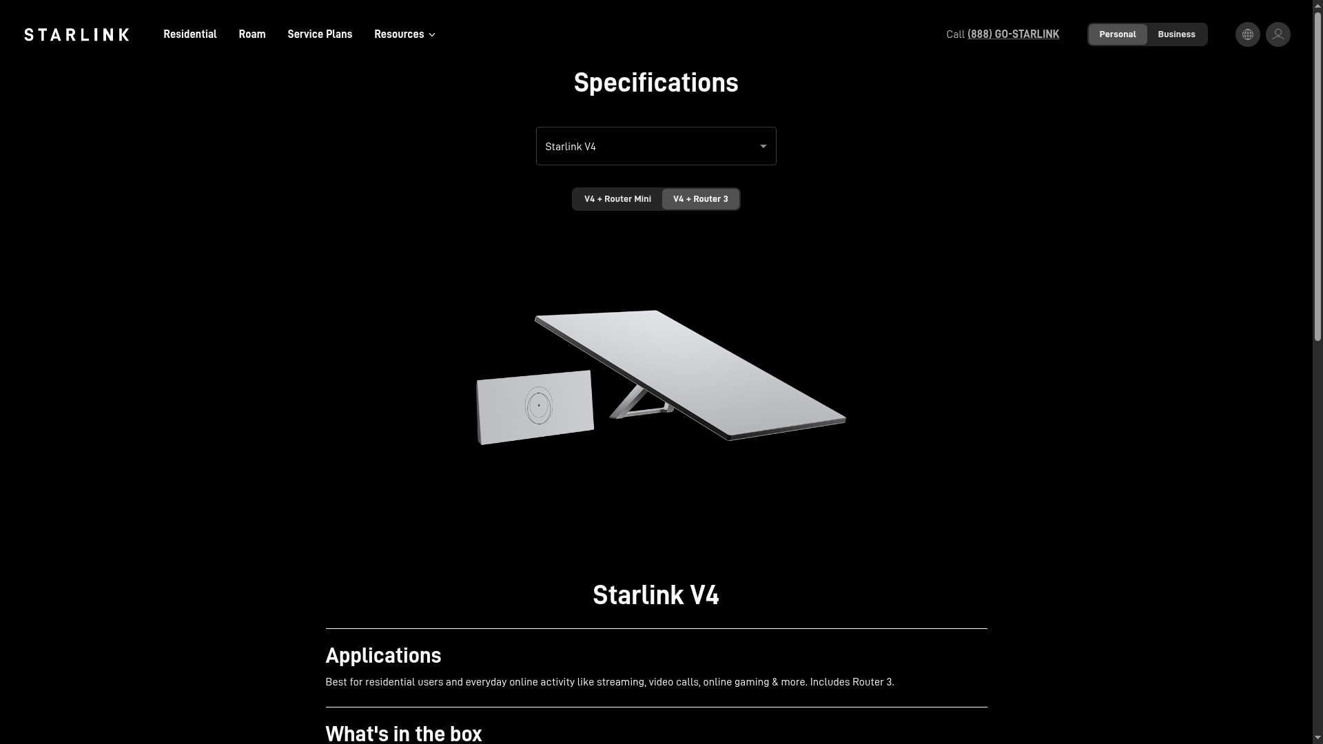 Official Starlink V4 antenna and router kit