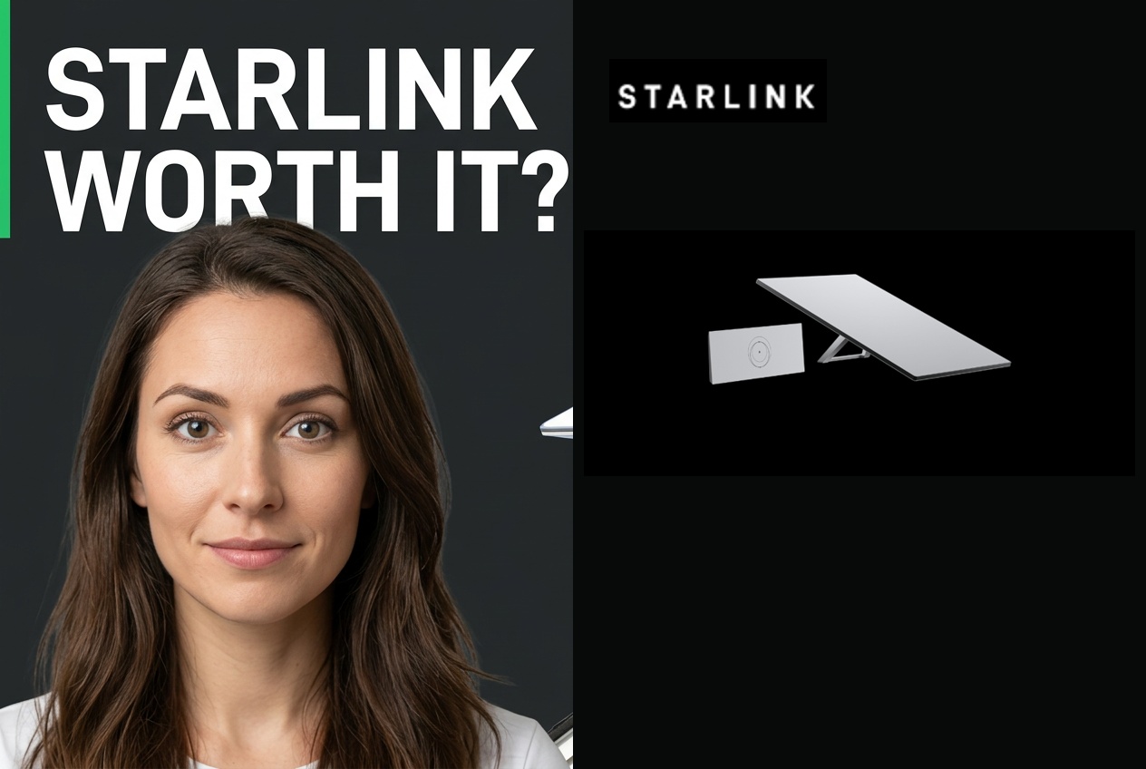 Starlink Worth It? Editorial creator cover with official Starlink V4 kit