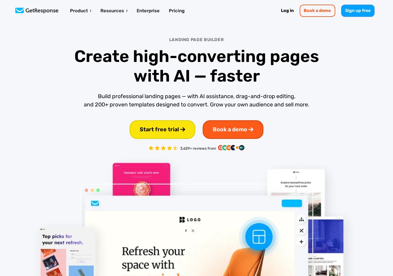 GetResponse landing page builder