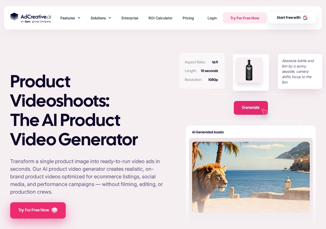AdCreative.ai product video generator