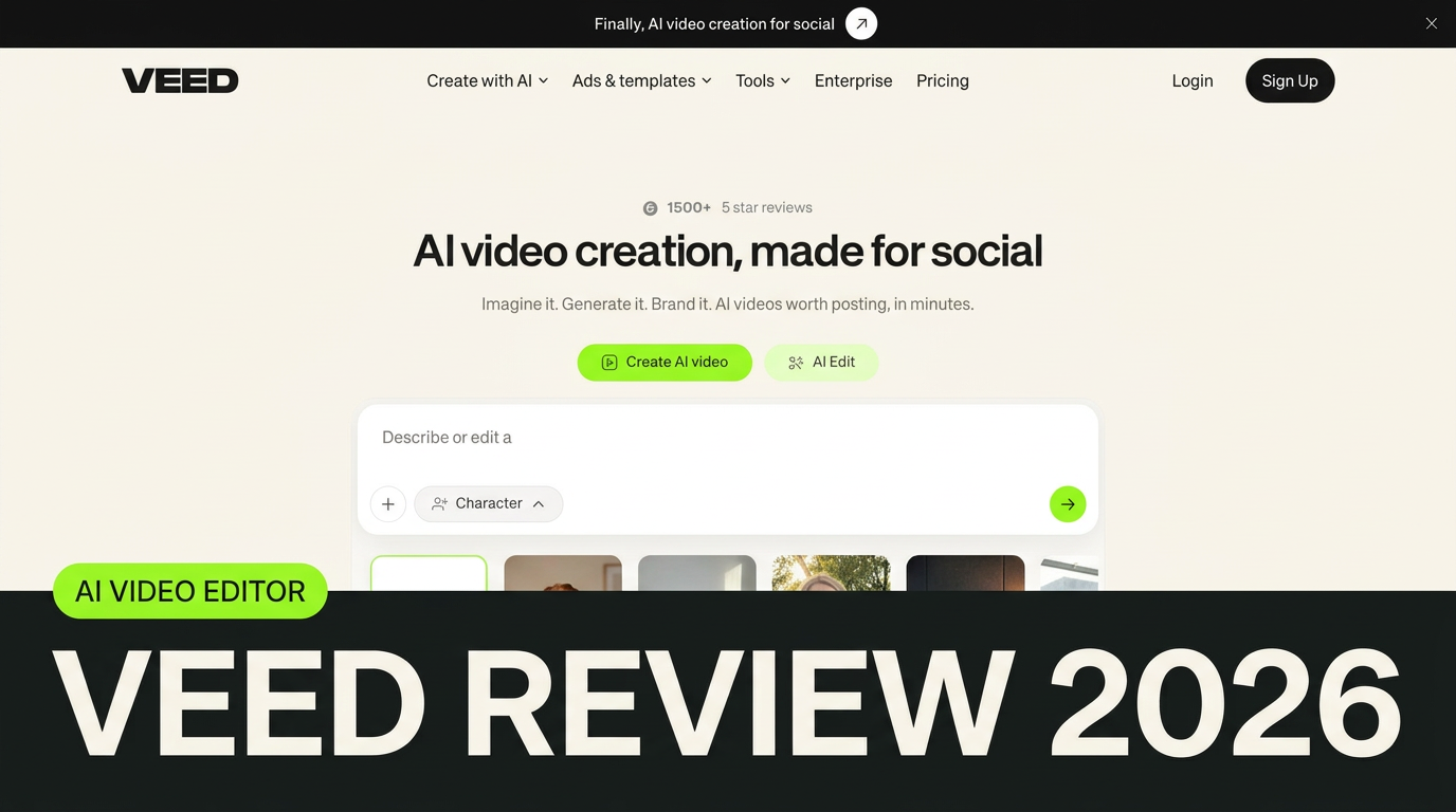 VEED official home page showing its AI video creation workflow