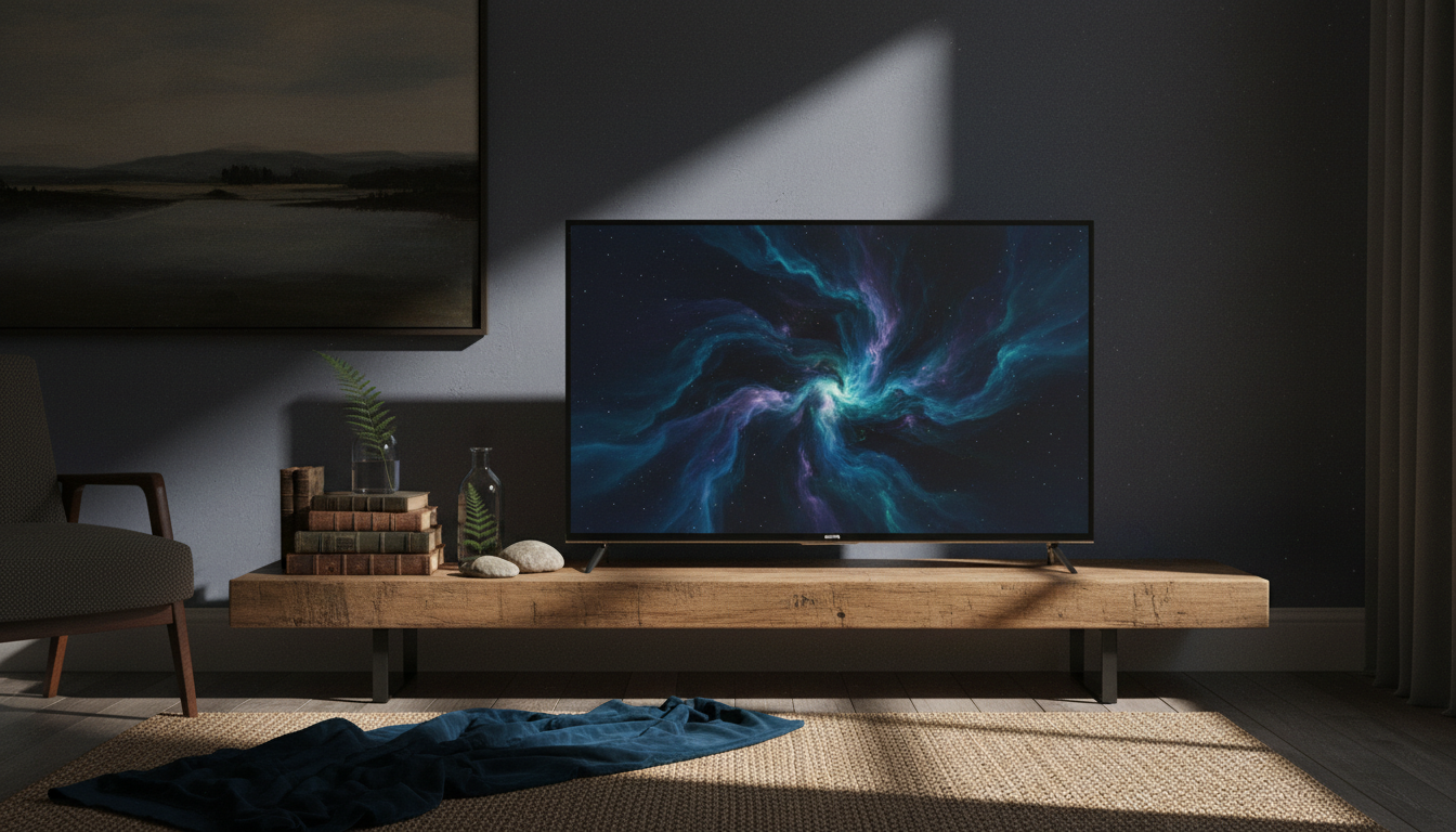 A premium, richly composed still life evoking how to choose the right amazon ember tv for your home, with realistic natural materials, water or texture detail and cinematic side li
