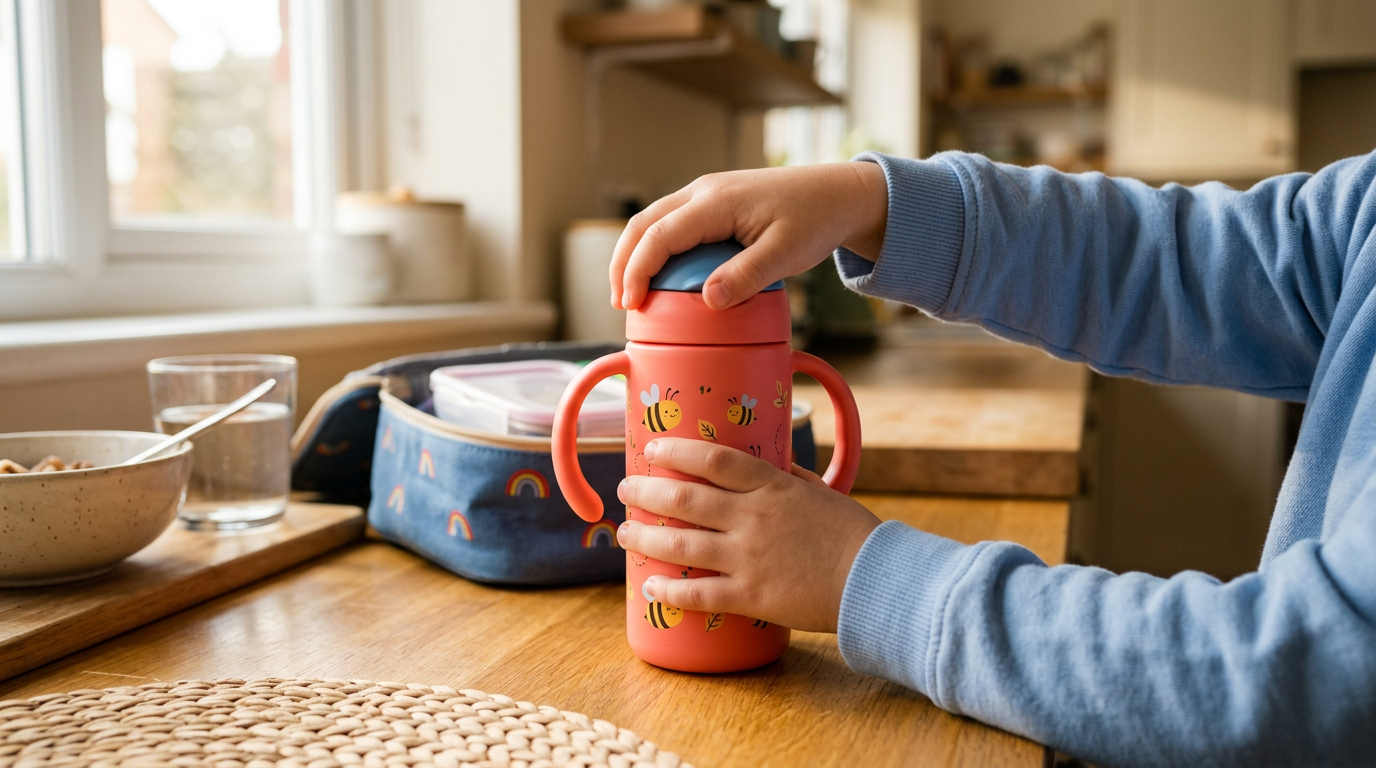 A sun-drenched kitchen counter at breakfast time.