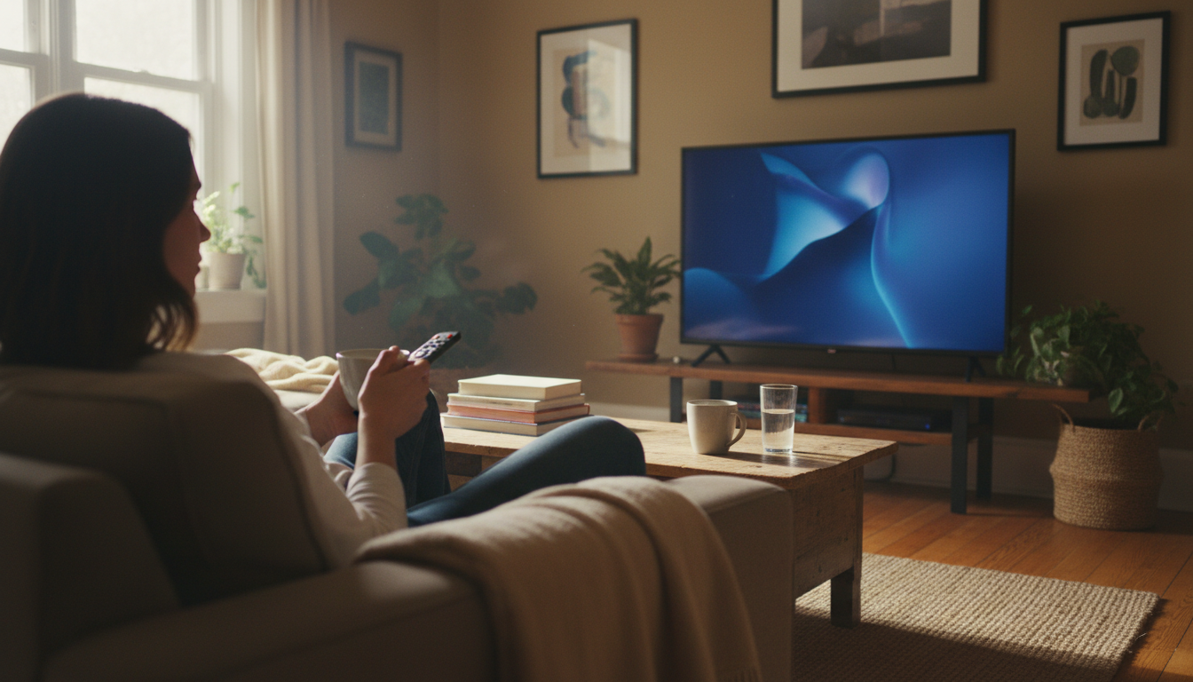 A candid lifestyle scene evoking everyday life around what to know before buying an amazon ember tv: a lived-in interior, natural light, hands out of focus, real materials and no p