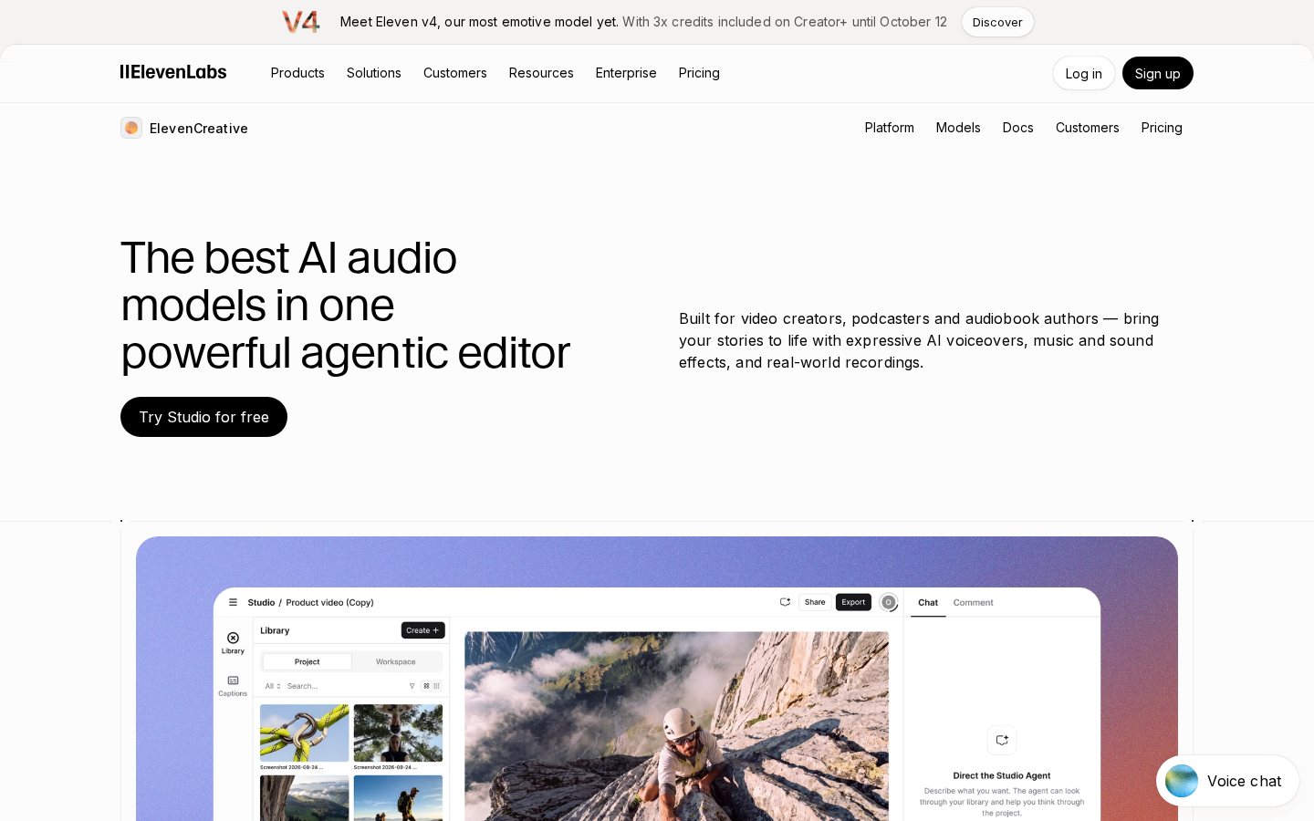 ElevenLabs Studio audio editor