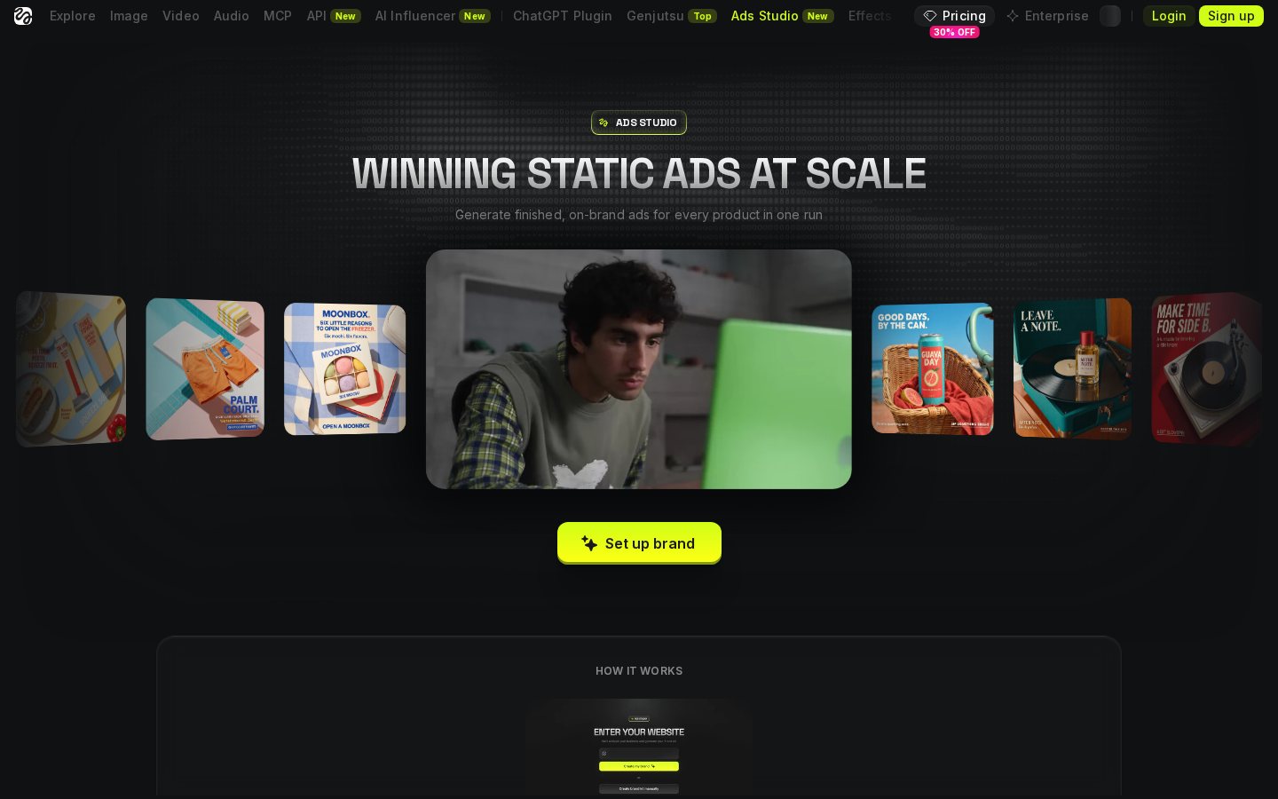 Higgsfield Ads Studio static ad generator